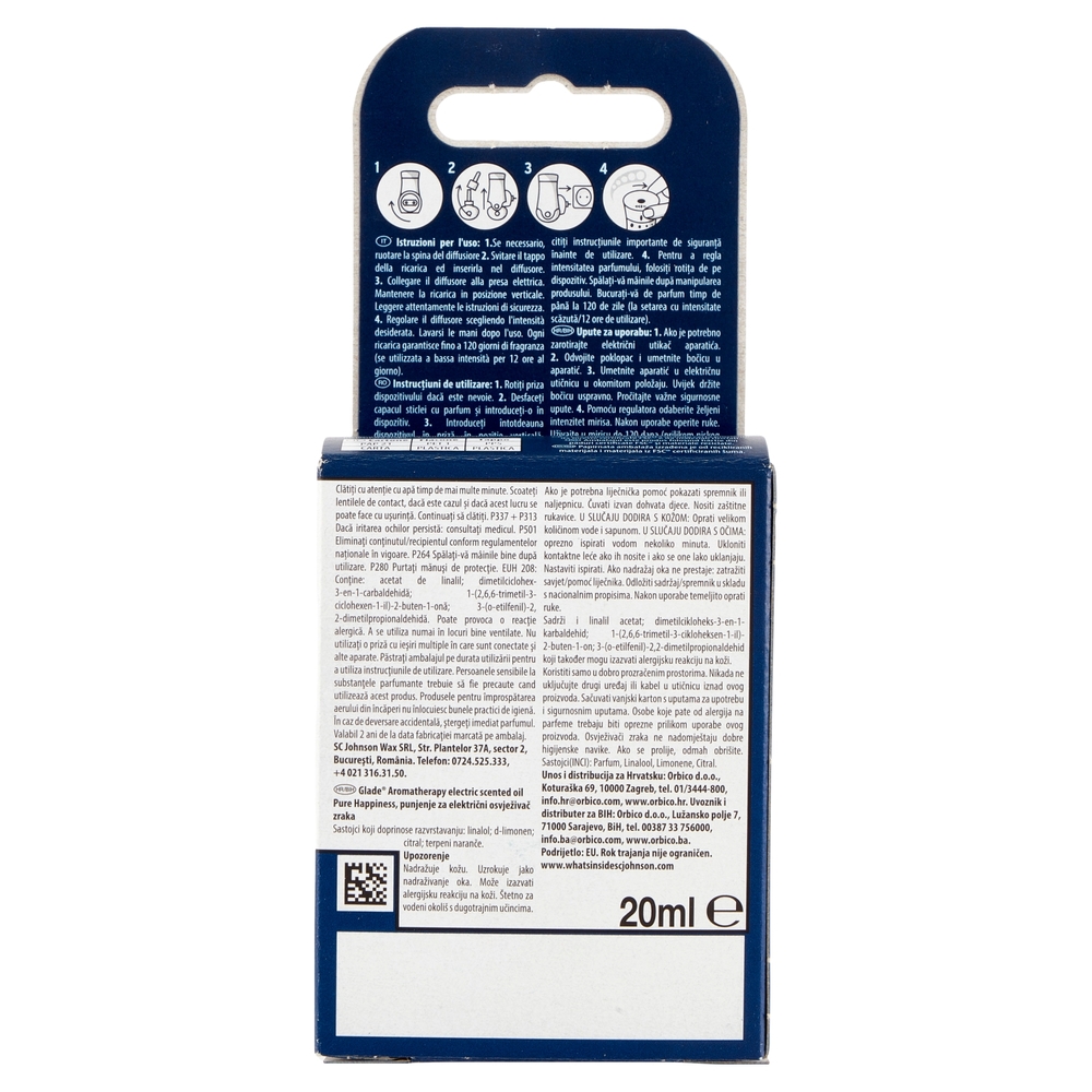 Glade® Aromatherapy Liq. Elettrico Ricarica, Profumatore per ambienti, Fragranza Pure Happiness 20ml